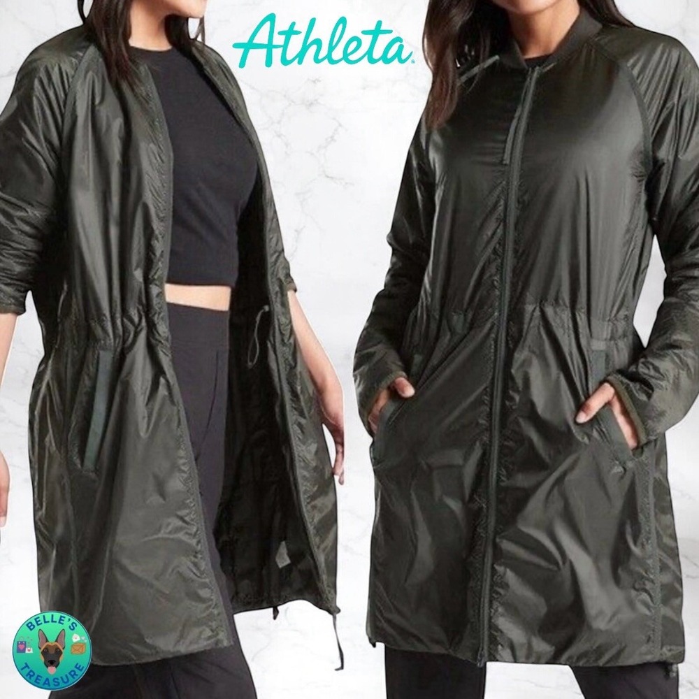 Athleta Jacket Women's Small Summit Insulated Parka Primaloft Gray Cinch Waist
